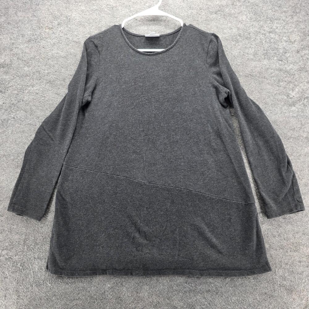 Pure Jill Shirt Womens Small Heather Gray Soft-Touch Cotton Long Sleeve Tunic